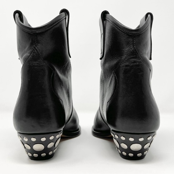 Isabel Marant Dawyna Black Leather Silver Studded Western Pointed Ankle Boots. - Picture 2 of 8